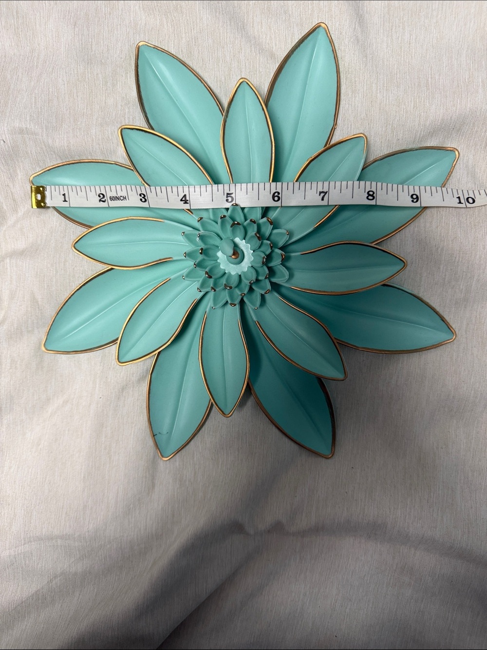 Teal Floral Plastic Wall Decor Set with Gold Accents - Picture 8 of 10